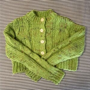 Chunky Knit Green Cropped Sweater(S)
